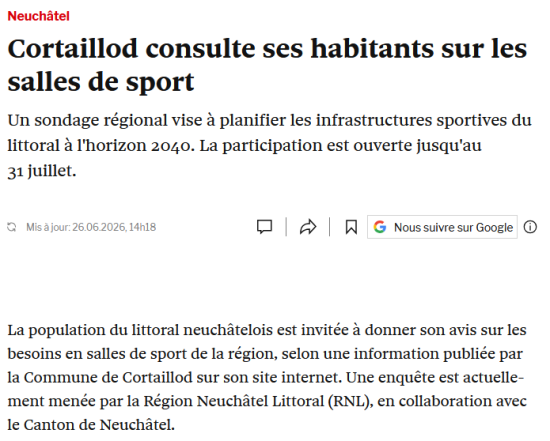 Image Sondage dans la R&eacute;gion Neuch&acirc;tel Littoral